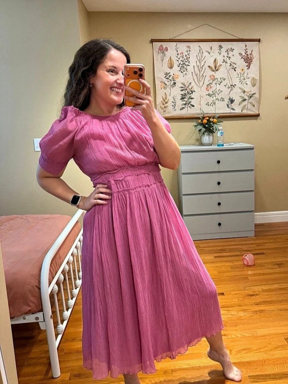 Rebecca Taylor Pink Pleated Midi Dress Size 10